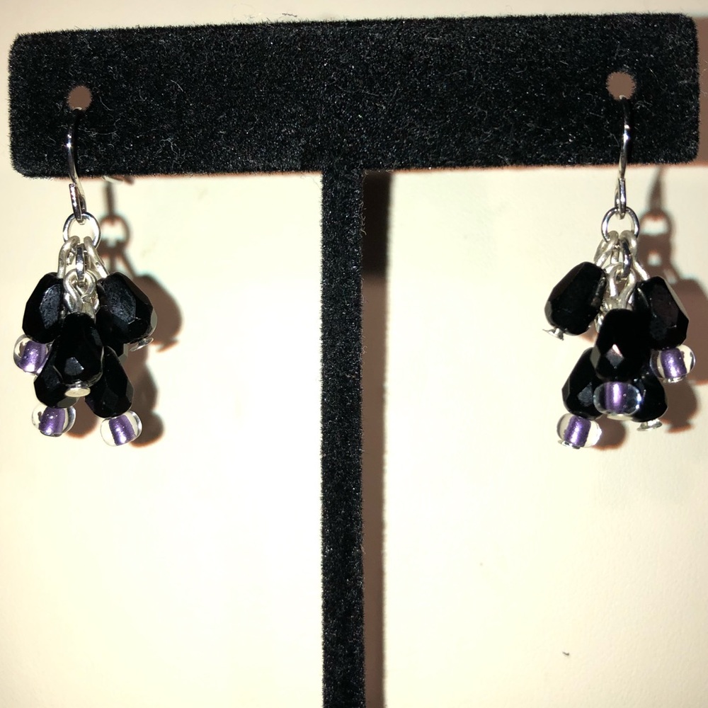 Black Onyx and Purple Chocker and Earring Set - Picture 7 of 8